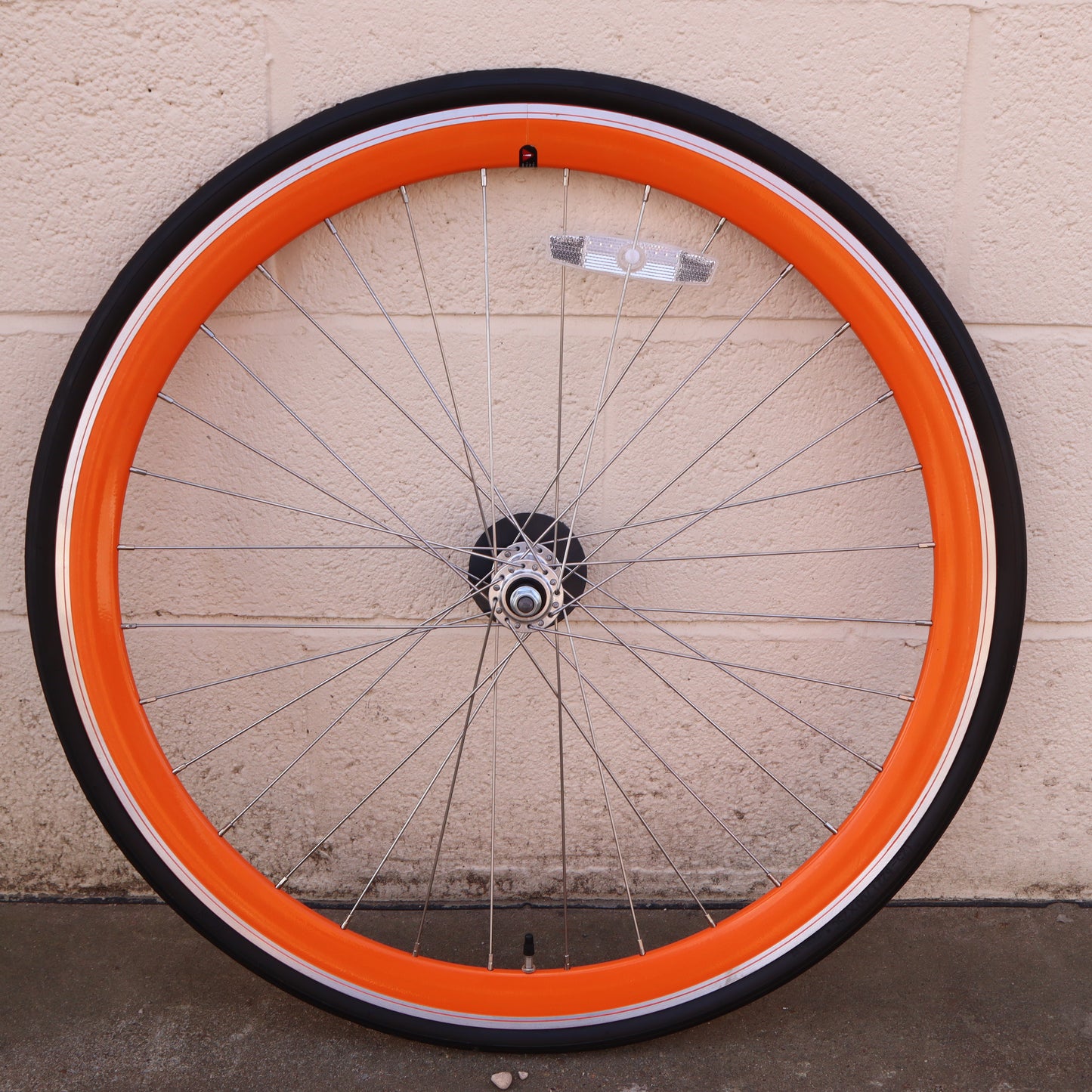 Used Orange 40mm Deep V - 25 Black Bicycle Front Wheel (WHQ002)