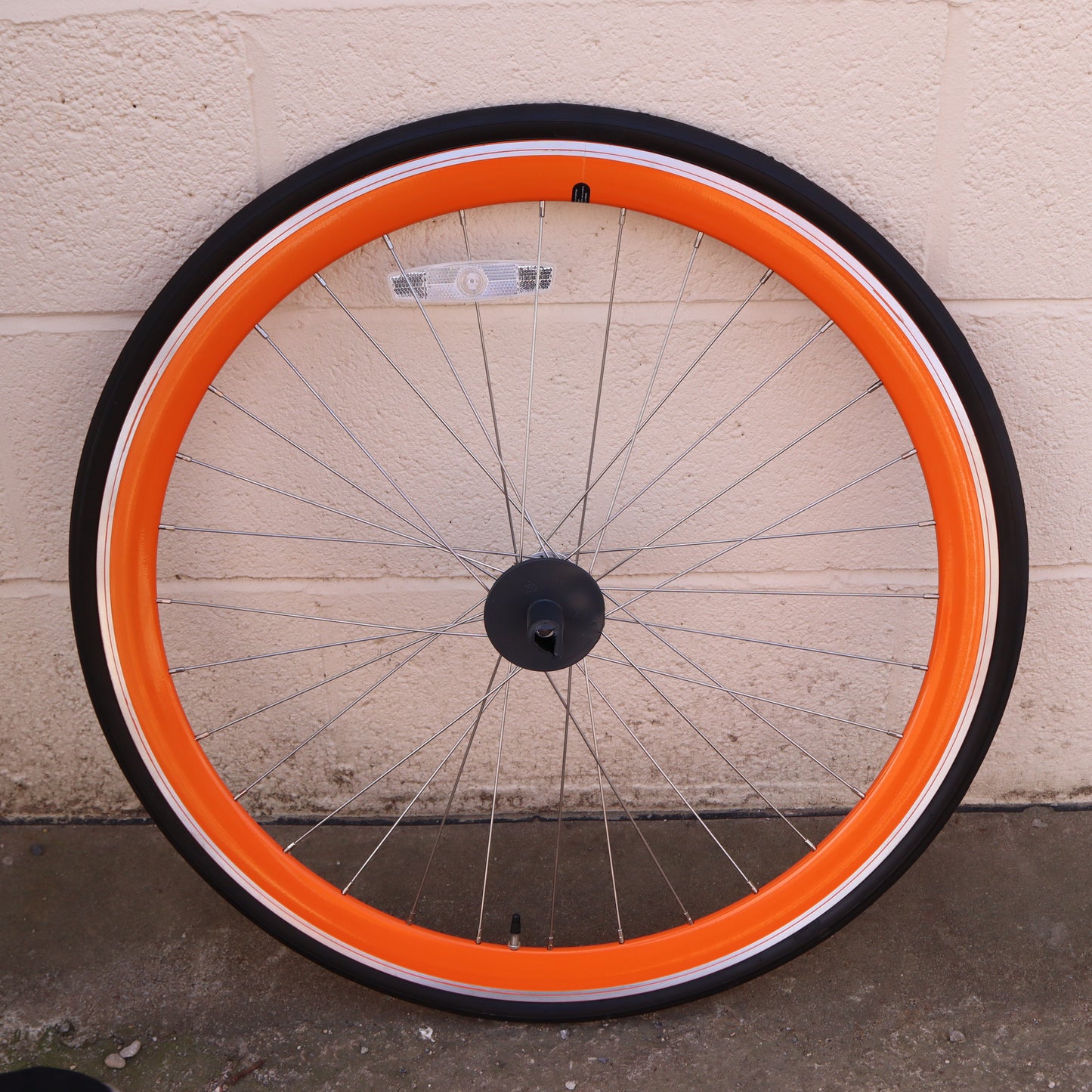 Used Orange 40mm Deep V - 25 Black Bicycle Front Wheel (WHQ002)