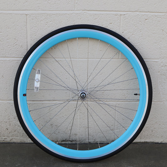 Used Blue 40mm Deep V - 25 Black Front Bicycle Wheel (WHQ005)