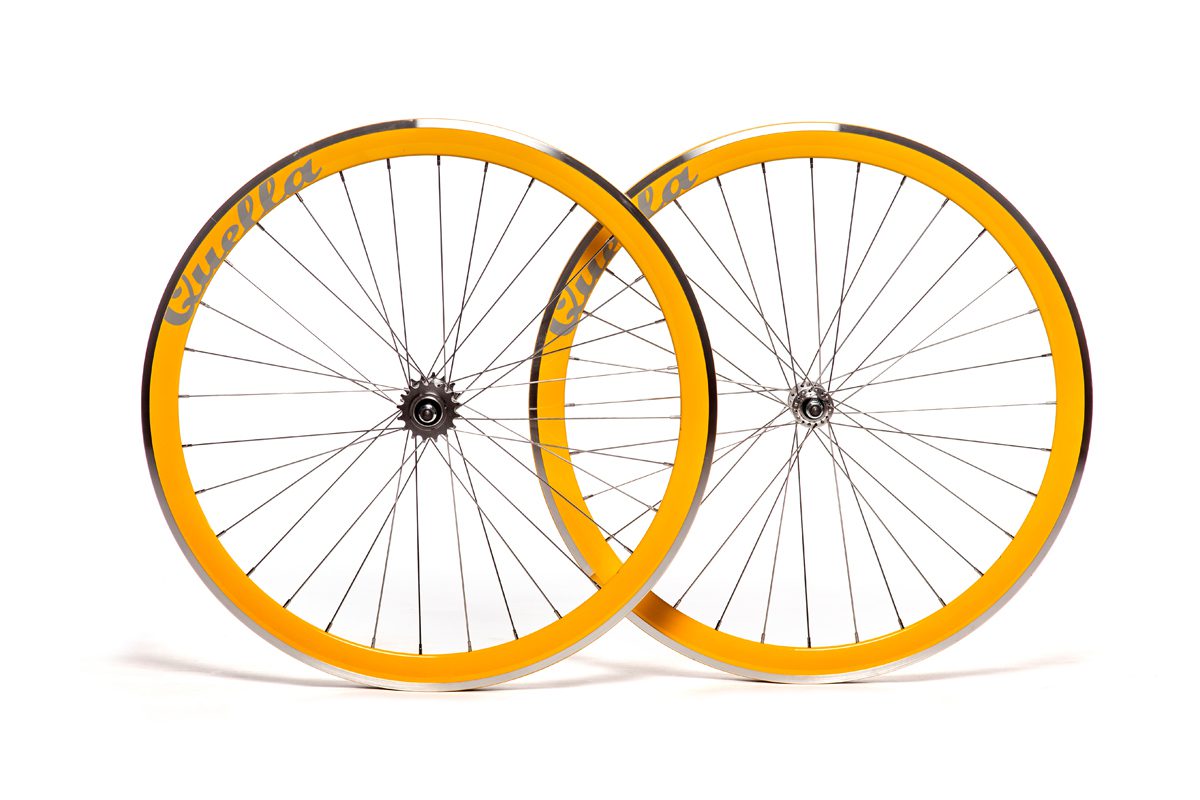 Bicycle Wheelset - Yellow 40mm Deep V - 25 Black