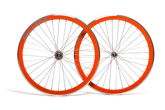 Bicycle Wheelset - Orange 40mm Deep V - 25 Black