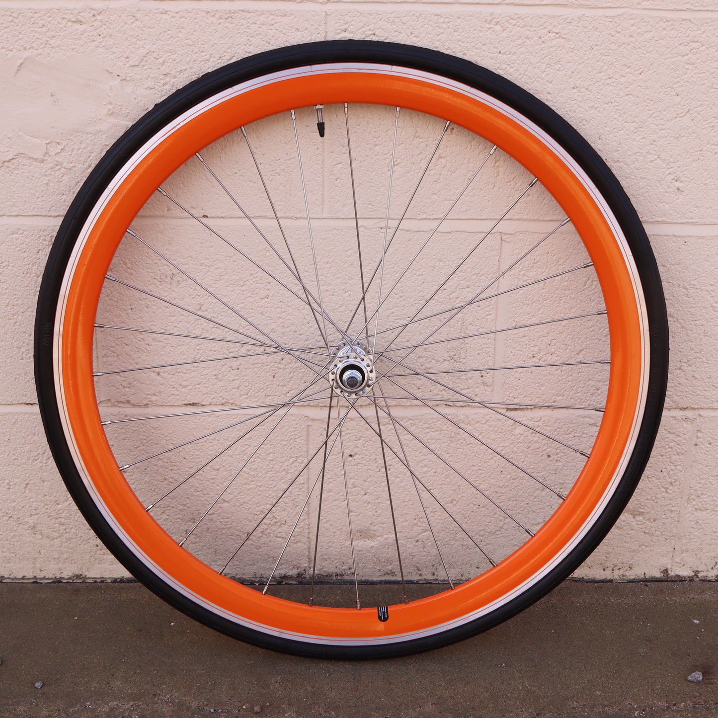 Used Orange 40mm Deep V - 25 Black Bicycle Front Wheel (WHQ001)