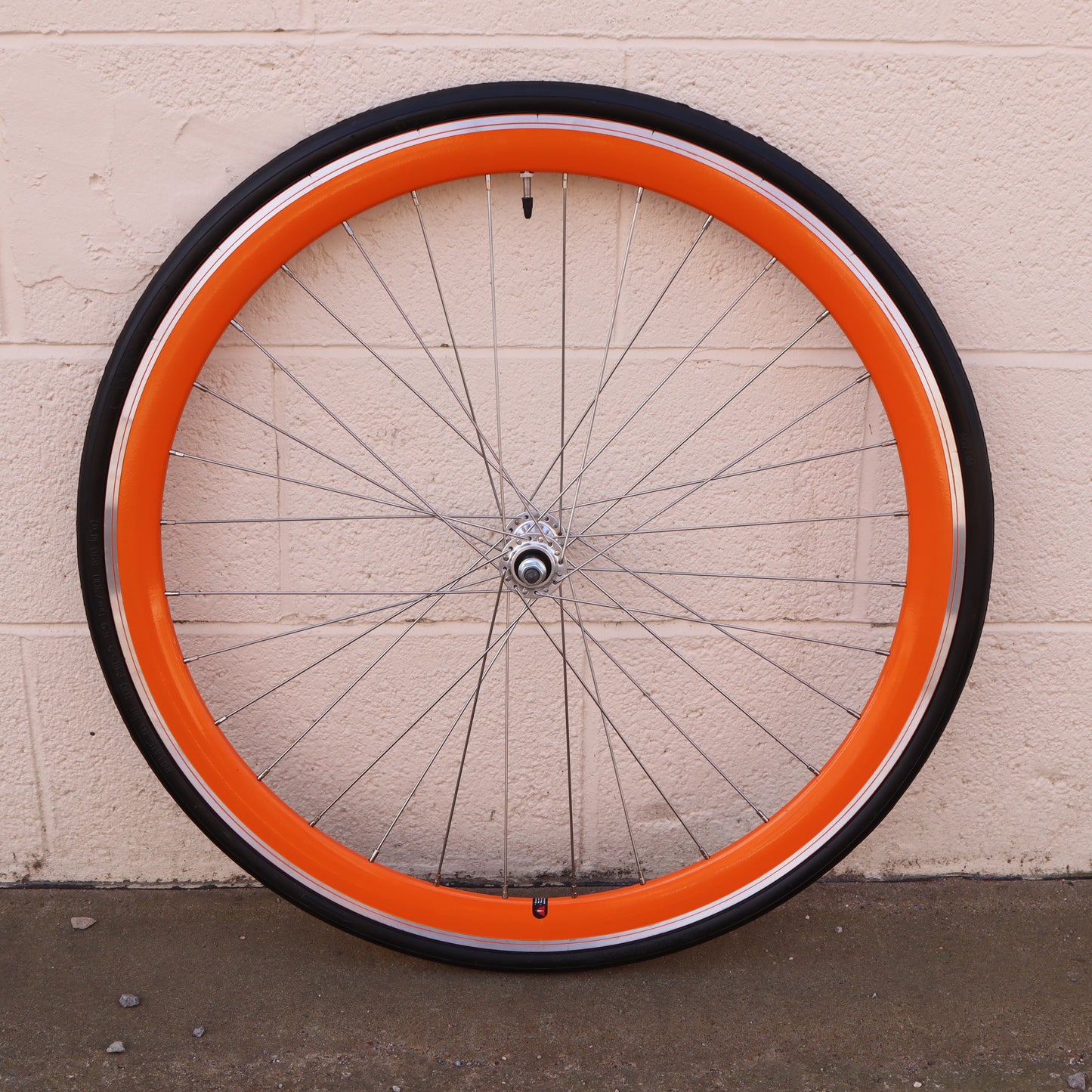 Used Orange 40mm Deep V - 25 Black Bicycle Front Wheel (WHQ001)