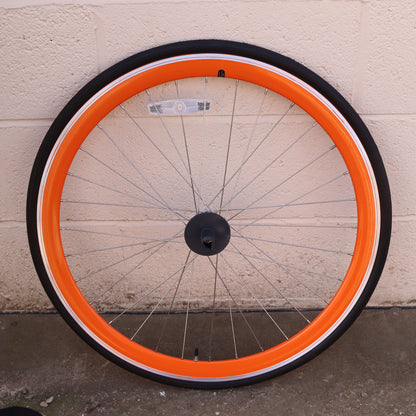 Used Orange 40mm Deep V - 25 Black Bicycle Front Wheel (WHQ002)