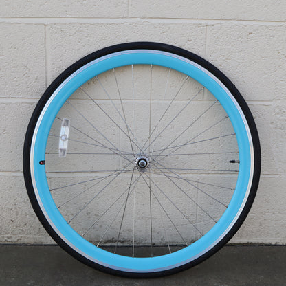 Used Blue 40mm Deep V - 25 Black Front Bicycle Wheel (WHQ005)