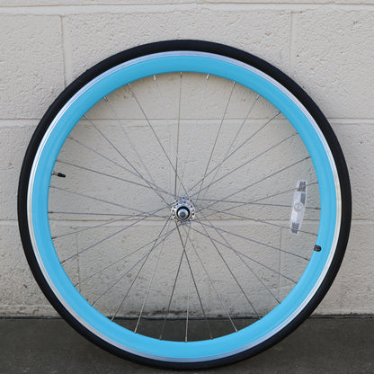Used Blue 40mm Deep V - 25 Black Front Bicycle Wheel (WHQ005)