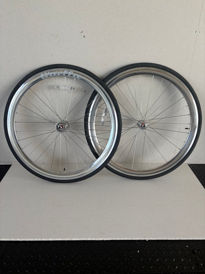 Bicycle Wheelset - Silver 40mm Deep V - 25 Black
