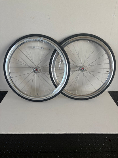 Bicycle Wheelset - Silver 40mm Deep V - 25 Black