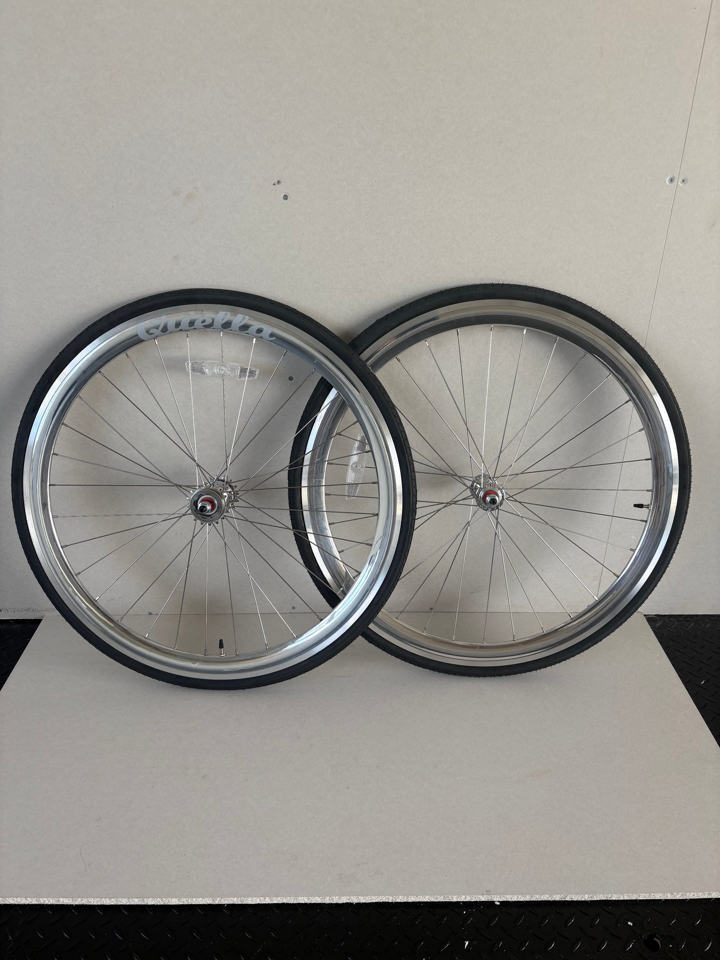 Bicycle Wheelset - Silver 40mm Deep V - 25 Black