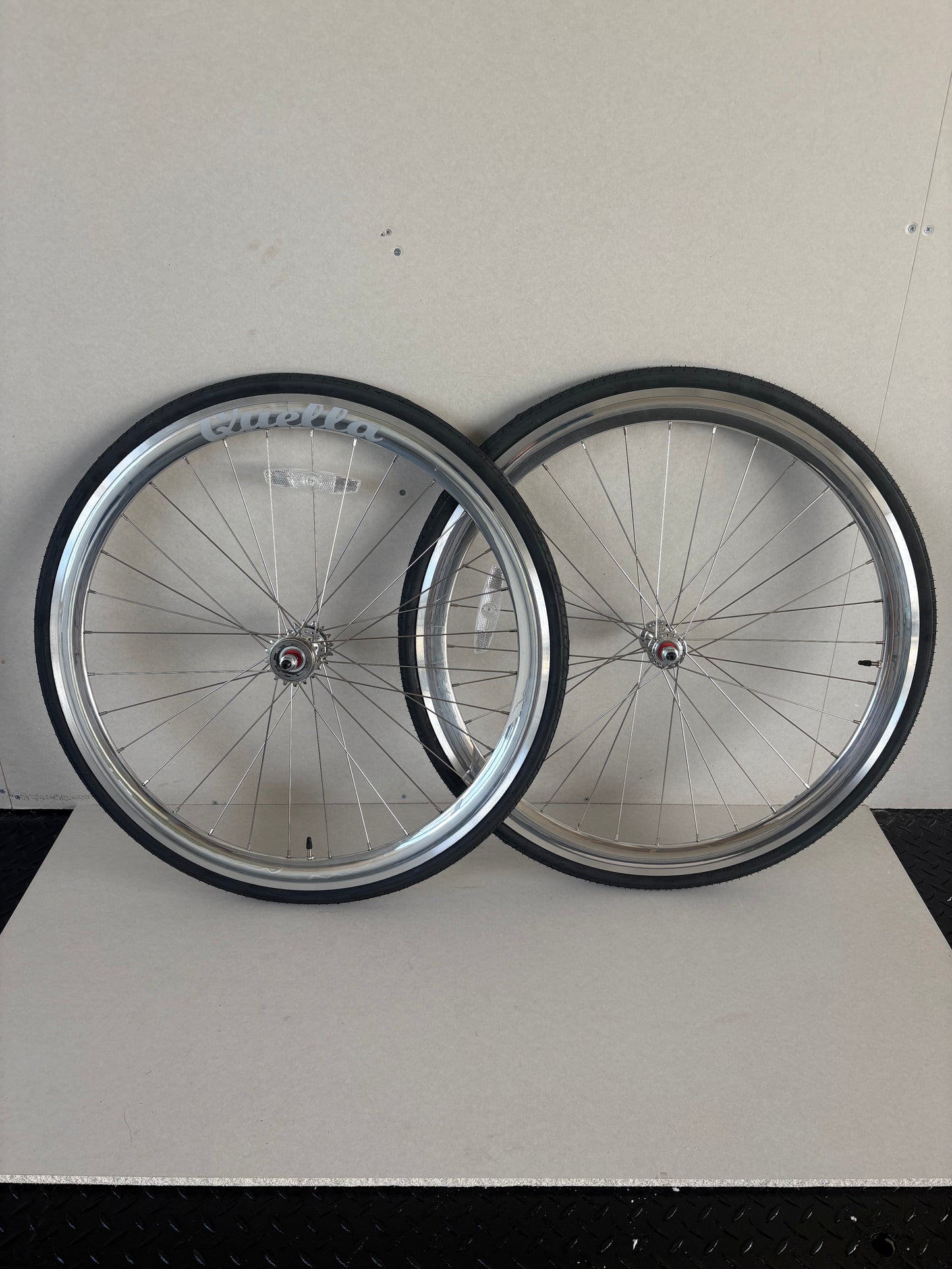 Bicycle Wheelset - Silver 40mm Deep V - 25 Black