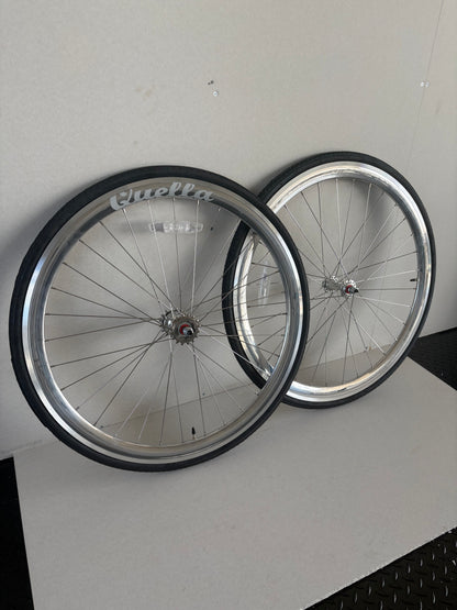 Bicycle Wheelset - Silver 40mm Deep V - 25 Black