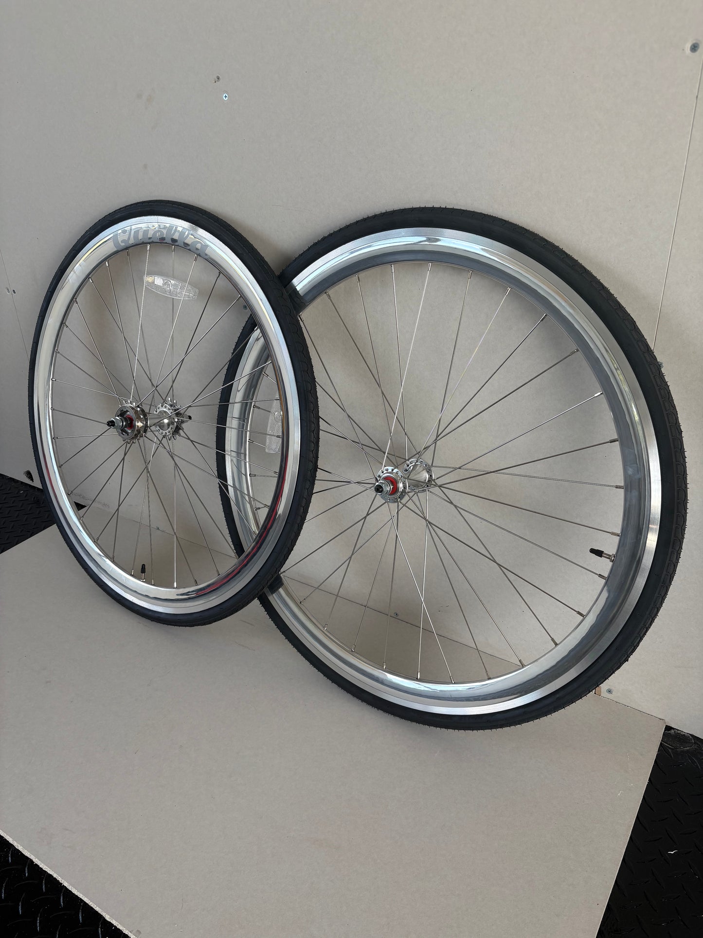 Bicycle Wheelset - Silver 40mm Deep V - 25 Black
