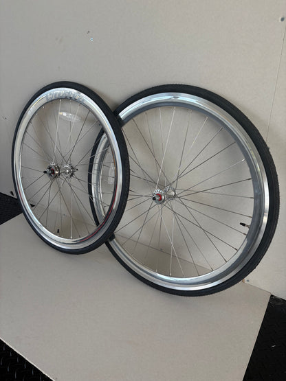 Bicycle Wheelset - Silver 40mm Deep V - 25 Black