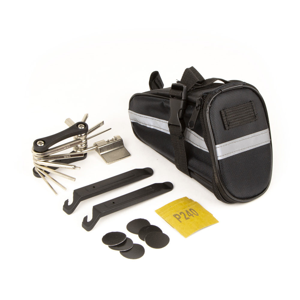 Quella Essentials Saddle Bag & Pack Includes Tool Saddle Bag Tyre Levers & Puncture Repair Kit