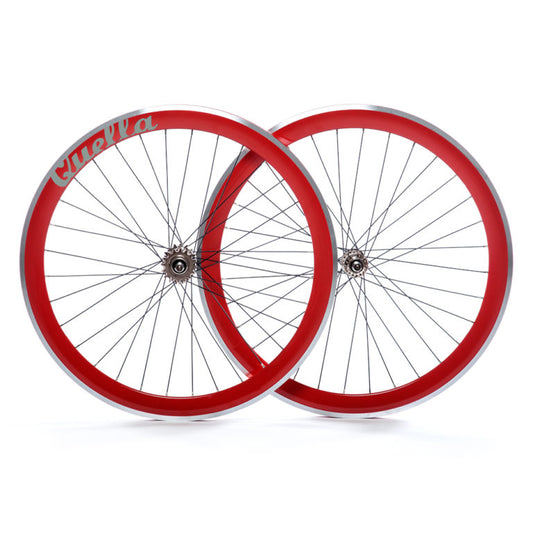 Bicycle Wheelset - Red 40mm Deep V - 25 Black
