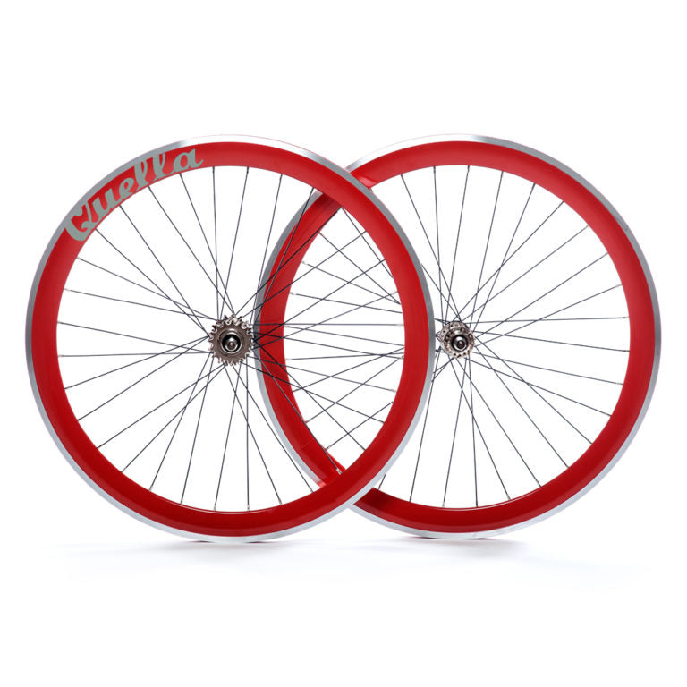 Bicycle Wheelset Red 40mm Deep V 25